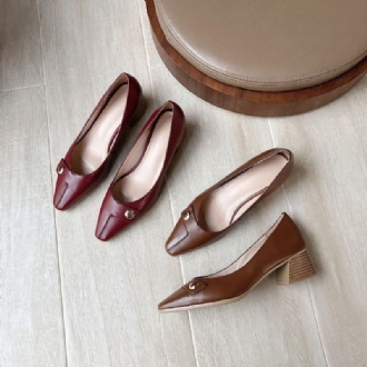 Chunky Heel Square Head Pumps | Present Skor