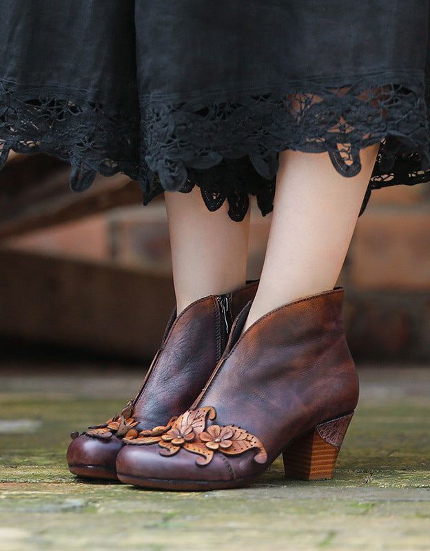 Handgjorda Blommor Vintage Chunky Heels