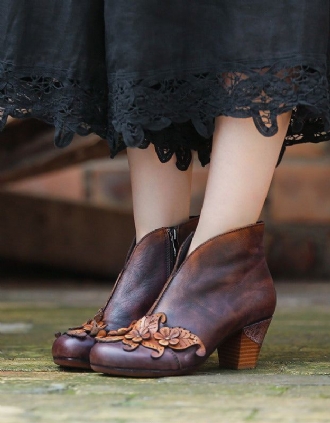 Handgjorda Blommor Vintage Chunky Heels