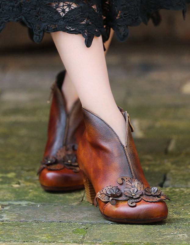 Handgjorda Blommor Vintage Chunky Heels