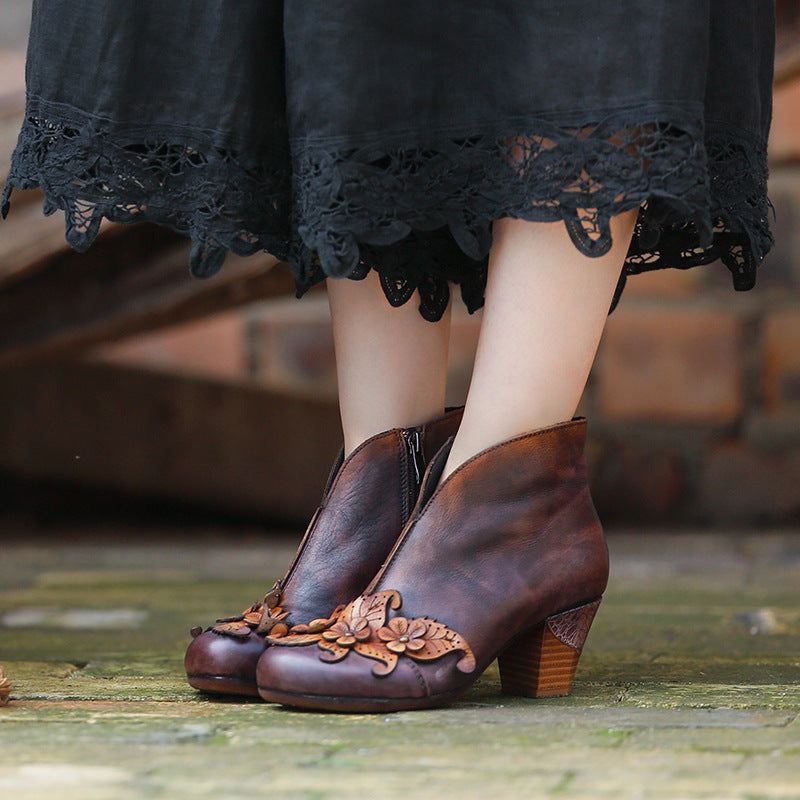 Handgjorda Blommor Vintage Chunky Heels