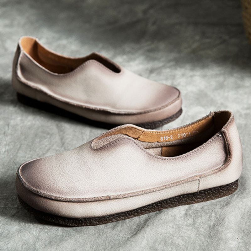 Handgjorda Mjuka Läder Slip-on Retro Flat Shoes