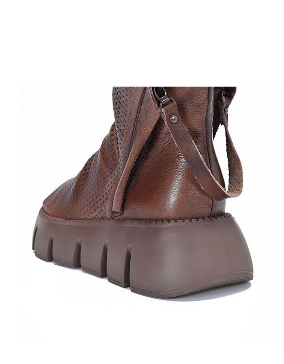 Handgjorda Retro Plattform Fisktå Sandaler Boots