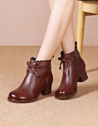 Handsnidade Bowknot Elegant Chunky Boots Dam