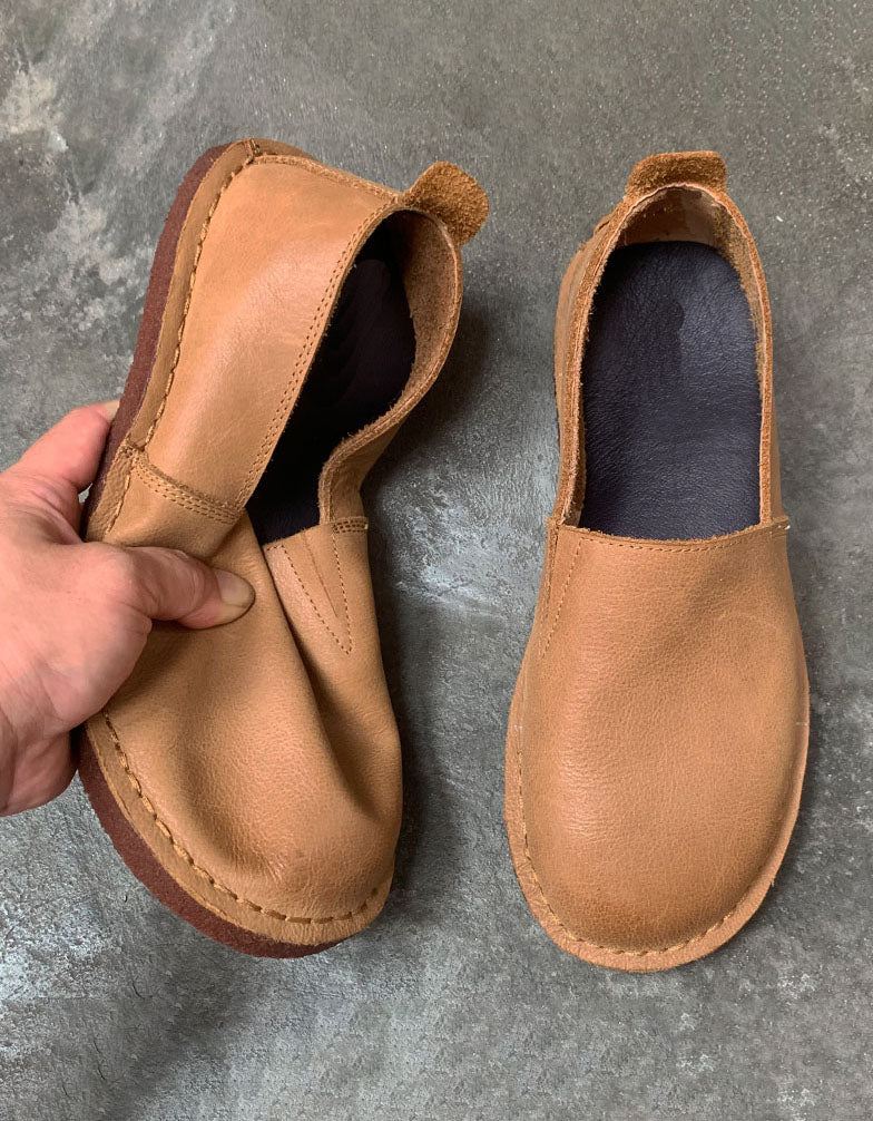 Slip-on Handgjorda Läderretrolägenheter För Män