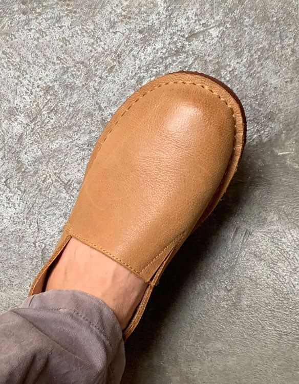 Slip-on Handgjorda Läderretrolägenheter För Män