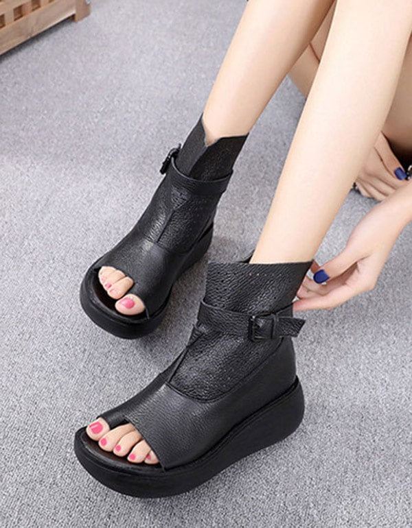 Slip Toe Platform Summer Boots Sandaler