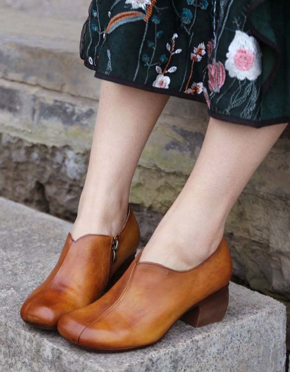 Spring Peacock Blue Vintage Chunky Heels