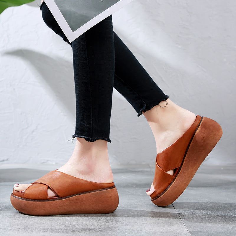 Summer Cross Strap Wedge Tofflor